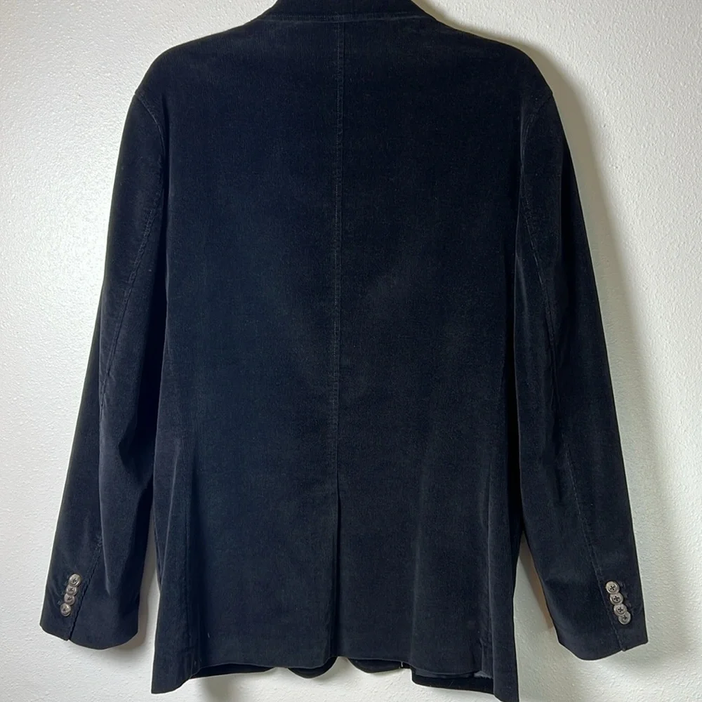 Eddie Bauer Corduroy Blazer Jacket‎ Men M 44R Black Cotton Stretch Casual Y2K